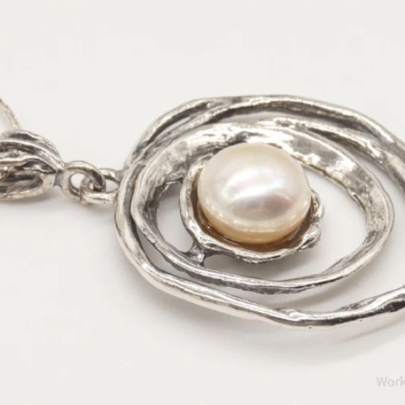 Vintage Pearl Israel 925 Sterling Silver Necklace 18in - Picture 11 of 11